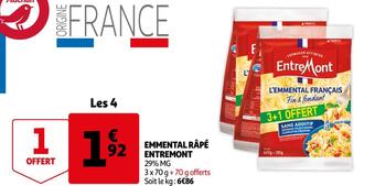 Auchan Entremont emmental râpé offre