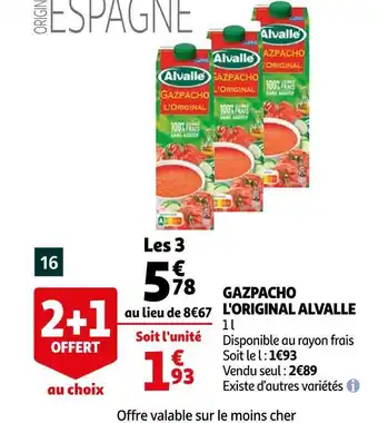 Auchan Alvalle gazpacho l'original offre