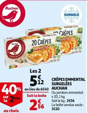 Auchan Auchan crêpes emmental surgelées offre