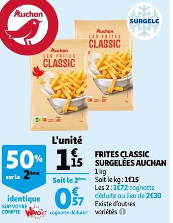 Auchan Auchan frites classic surgelées offre
