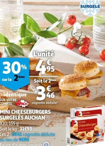Auchan Auchan mini cheeseburgers surgelés offre