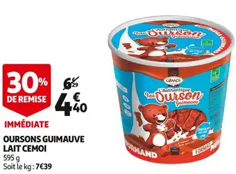 Auchan Cemoi oursons guimauve lait offre