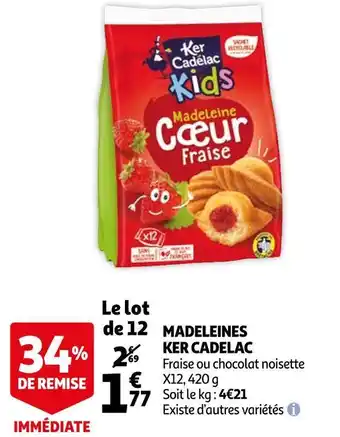 Auchan Ker cadelac madeleines fraise offre