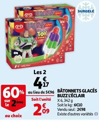 Auchan Bâtonnets glacés buzz l'éclair offre