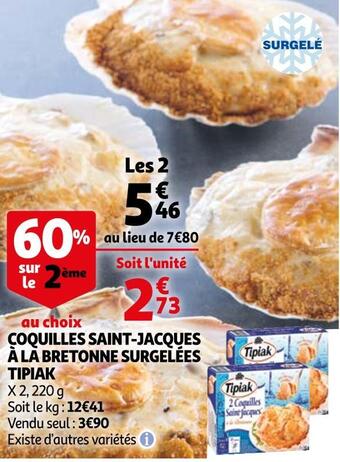 Auchan Tipiak coquilles saint-jacques à la bretonne surgelées offre
