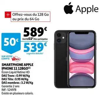 Auchan Apple smartphone iphone 11 128go offre