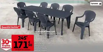 Auchan Salon jardin lipari 2 gris offre