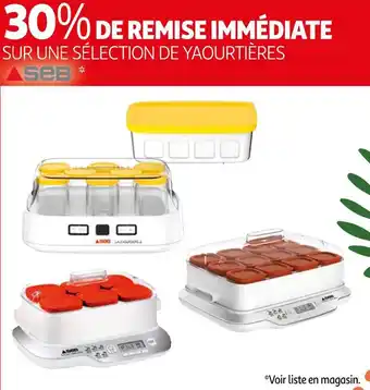 Auchan Seb bon plan sur une sélection de yaourtières de la marque seb offre