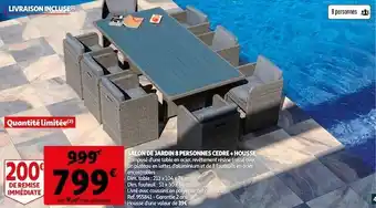 Auchan Salon de jardin 8 personnes cedre + housse offre