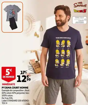 Auchan Pyjama court homme offre