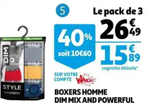 Auchan Dim boxers homme mix and powerful offre