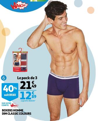 Auchan Dim boxers homme classic colours offre