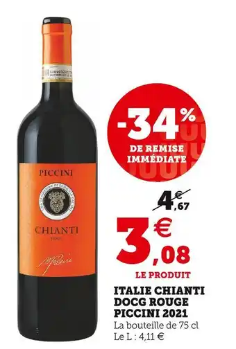 U Express Familiae piccini italie chianti docg rouge piccini 2021 offre