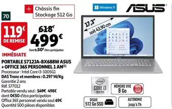 Auchan Asus portable s712ja-bx688w asus + office 365 personnel 1 an offre