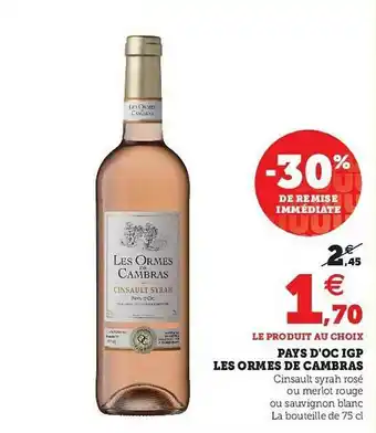 U Express Pays D'oc Igp Les Ormes De Cambras offre