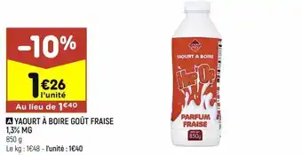 Leader Price Yaourt à boire goût fraise 1.3% mg offre