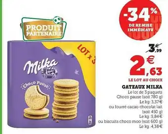 U Express Gateaux Milka offre