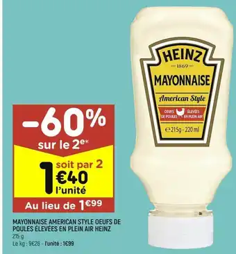 Leader Price Mayonnaise american style oeufs de poules élevées en plein air heinz offre