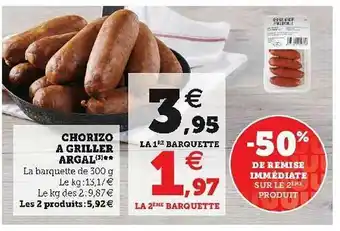 U Express Chorizo A Griller Argal offre