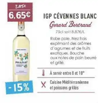 Naturalia Igp Cévennes Blanc Gerard Bertrand offre