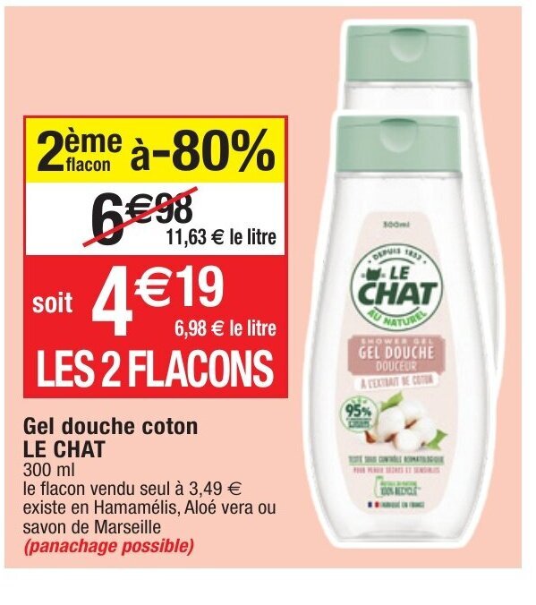 Promo Gel Douche Coton Le Chat chez Migros
