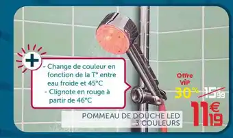 Gifi Pommeau De Douche Led 3 Couleurs offre