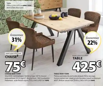 JYSK Chaise New York, Table New York offre