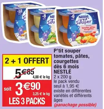 Migros P'tit souper tomates, pâtes, courgettes dès 6 mois NESTLE offre