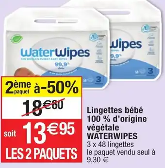 Lingettes bébé 100% d'origine végétale WATERWIPES