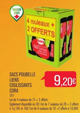 Match Sacs poubelle liens coulissants cora offre