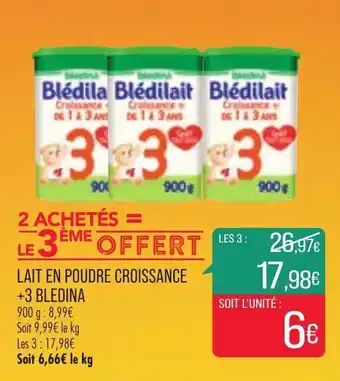 Match Lait en poudre croissance +3 bledina offre