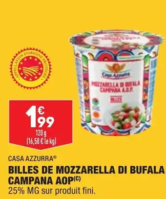 ALDI CASA AZZURRA billes de mozzarella bi bufala campana aop offre