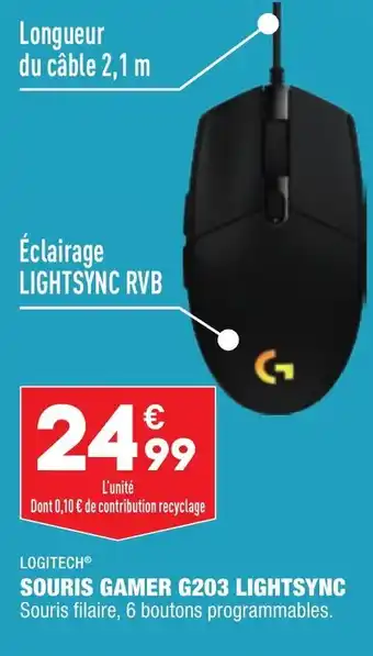 ALDI LOGITECH souris gamer G203 lightsync offre