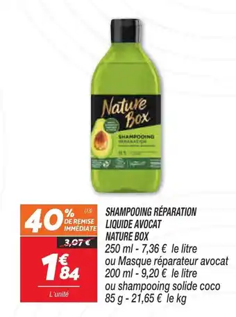 Netto Shampooing Réparation Liquide Avocat Nature Box offre