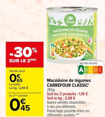 Carrefour Carrefour classic' macédoine de légumes offre