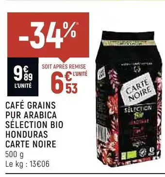 Carte noire café grains pur arabica sélection bio honduras