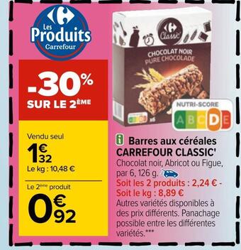 Carrefour Carrefour classic' barres aux céréales offre