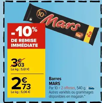 Carrefour Mars barres offre