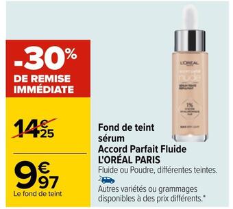 Carrefour L'oréal paris fond de teint sérum accord parfait fluide offre