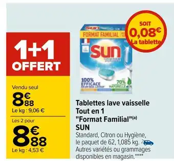 Carrefour Sun tablettes lave vaisselle tout en 1 "format familial" offre