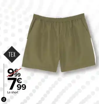 Carrefour Tex short microfibres sport homme offre