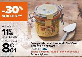 Carrefour Reflets de france foie gras de canard entier du sud-ouest offre