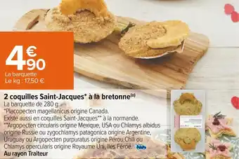 Carrefour 2 coquilles saint-jacques à la bretonne offre