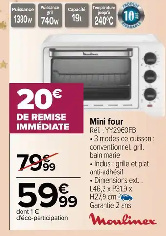 Carrefour Moulinex mini four offre