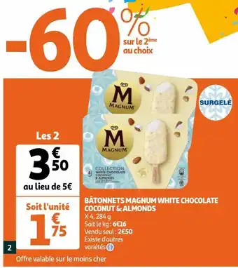 BĂątonnets magnum white chocolate coconut & almonds
