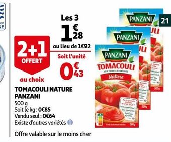Auchan Tomacouli nature panzani offre