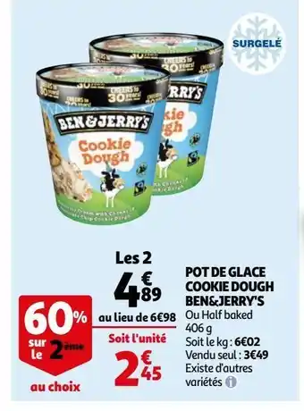 Auchan Pot de glace cookie dough ben&jerry's offre