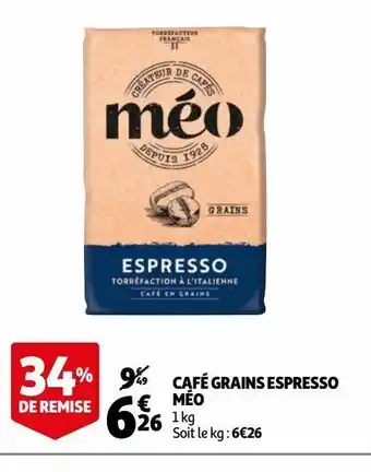 Auchan Café grains espresso méo offre