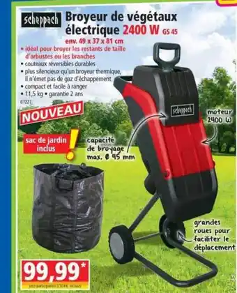 Broyeur De Végétaux électrique 2400 W Scheppach