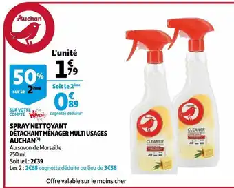 Auchan Spray nettoyant détachant ménager multi usages auchan offre